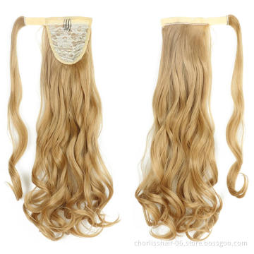 Wholesale Hot Sale Chorliss Natural Indian Virgin Cheveux Afro Curly Hair Ponytail For Black Women Synthetic Ponytail Extensions